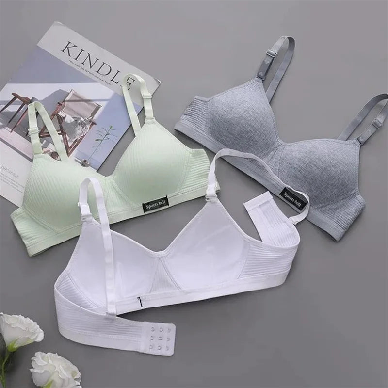 Skin-Friendly Padded Wireless Bralette – V-Neck Thin Cup Cotton Bra for Women