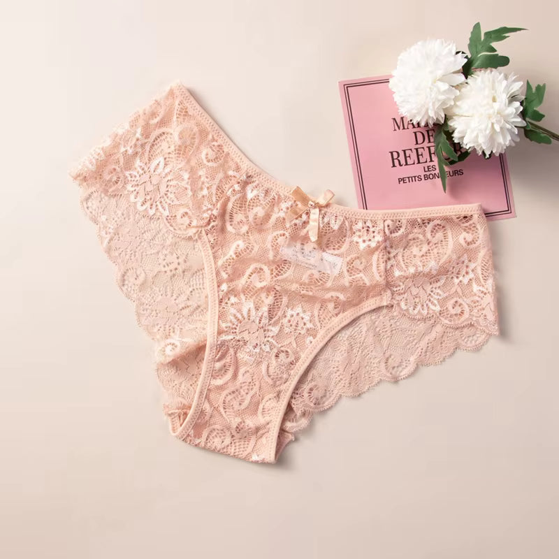 Ultra-Thin Lace Panties – Soft, Mid-Rise & Transparent Elegance