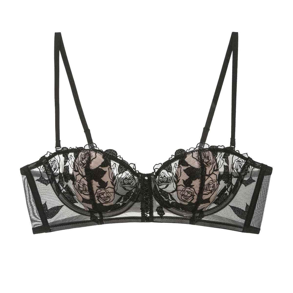 Sexy Lace Lingerie Set with Rose Detail & Rabbit Ear Straps – American Chic