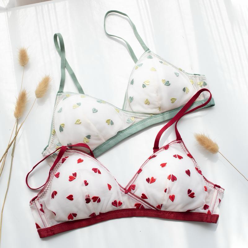New Girl Triangle Cup Lace Bralette – No Steel Ring, Removable Push-Up, Autumn/Winter Comfort