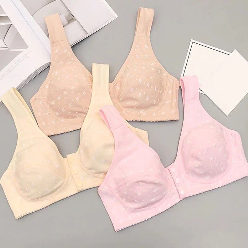 Cotton Front Button Bra – Comfortable, Easy-Snap Sleep & Sports Bra for Older Women