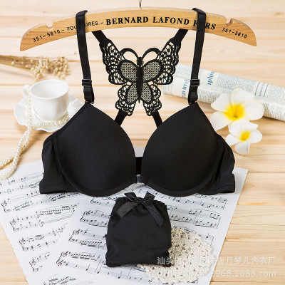 Front-Open Push-Up Bra Set with Butterfly Back – Sexy Underwire Lingerie for Women