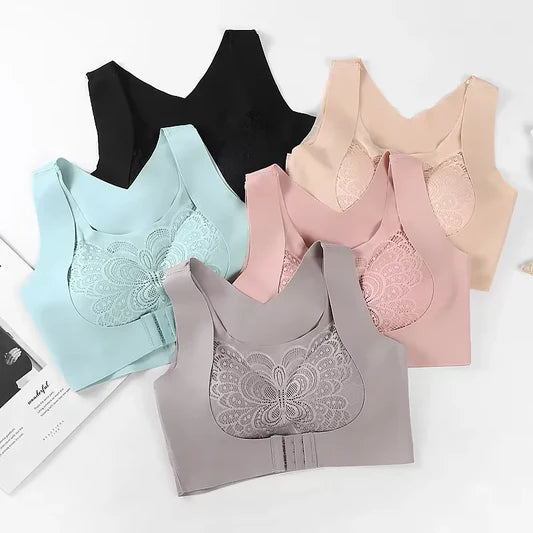 Posture Correction Front Buckle Push-Up Bra – Seamless, Wire-Free Support for Women